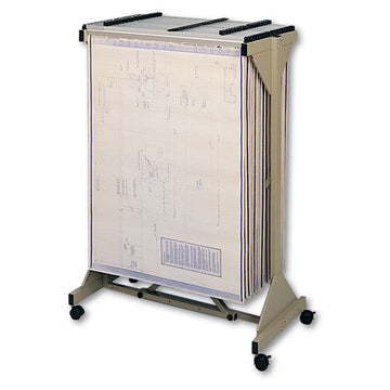 Safco® Mobile Plan Center Sheet Rack, 18 Hanging Clamps, 43.75w X 20.5d X 51h, Sand freeshipping - TVN Wholesale